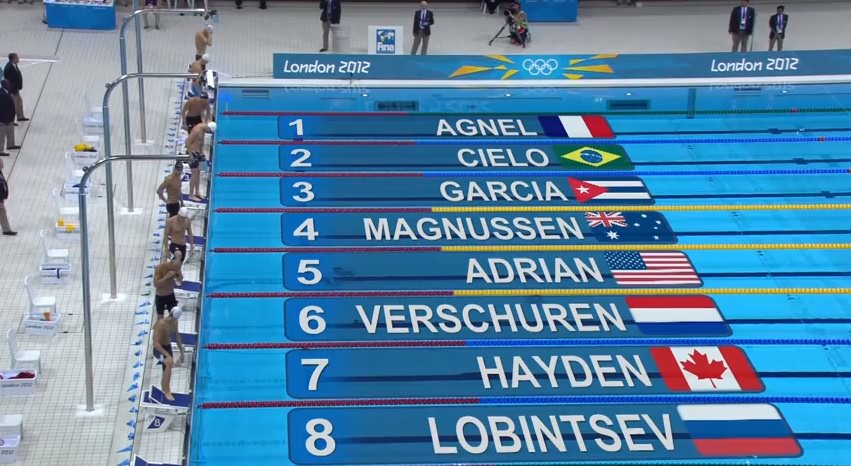 Sample screencapture from olympics swimming in 2012
